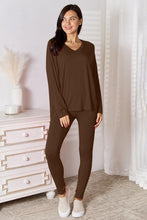 Load image into Gallery viewer, Basic Bae Full Size V-Neck Soft Rayon Long Sleeve Top and Pants Lounge Set
