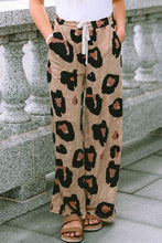 Load image into Gallery viewer, Leopard Drawstring Wide Leg Pants with Pockets
