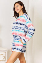 Load image into Gallery viewer, Double Take Tie-Dye Dropped Shoulder Lounge Set
