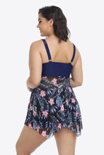 Load image into Gallery viewer, Plus Size Floral Two-Tone Asymmetrical Hem Two-Piece Swimsuit
