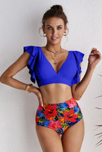 Load image into Gallery viewer, Floral Ruffled High Waist Bikini Set
