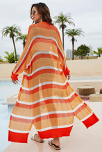 Load image into Gallery viewer, Striped Open Front Side Slit Duster Cover Up
