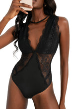 Load image into Gallery viewer, Lace Scalloped Trim Open Back Bodysuit
