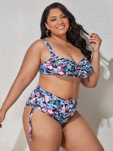 Load image into Gallery viewer, Plus Size Printed Drawstring Detail Bikini Set
