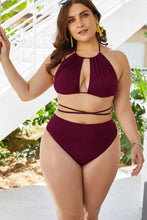 Load image into Gallery viewer, Plus Size Cutout Tied Backless Bikini Set
