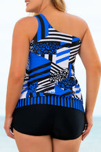 Load image into Gallery viewer, Plus Size Patchwork Tied One-Shoulder Tankini Set
