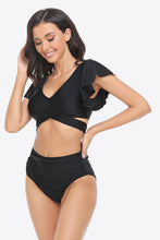 Load image into Gallery viewer, Two-Tone Flutter Sleeve Tied Two-Piece Swimsuit
