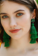 Load image into Gallery viewer, Shamrock Earrings with Tassel
