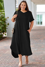 Load image into Gallery viewer, Plus Size V-Neck Short Sleeve Maxi Dress
