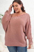 Load image into Gallery viewer, Plus Size One Shoulder Beaded Sweater
