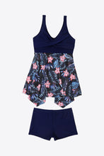 Load image into Gallery viewer, Plus Size Floral Two-Tone Asymmetrical Hem Two-Piece Swimsuit
