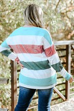 Load image into Gallery viewer, Plus Size Striped Slit Long Sleeve T-Shirt
