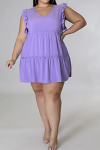 Load image into Gallery viewer, Plus Size V-Neck Frill Trim Mini Dress
