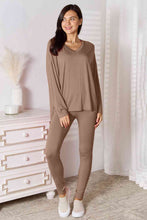 Load image into Gallery viewer, Basic Bae Full Size V-Neck Soft Rayon Long Sleeve Top and Pants Lounge Set
