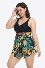 Load image into Gallery viewer, Plus Size Floral Two-Tone Asymmetrical Hem Two-Piece Swimsuit
