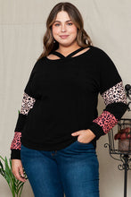 Load image into Gallery viewer, Plus Size Leopard Dropped Shoulder Long Sleeve T-Shirt
