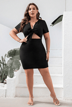 Load image into Gallery viewer, Plus Size Cutout Tie Front Short Sleeve Dress
