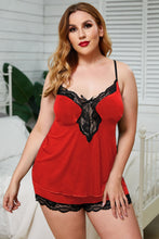 Load image into Gallery viewer, Lace Trim Plus Size Pajamas Set
